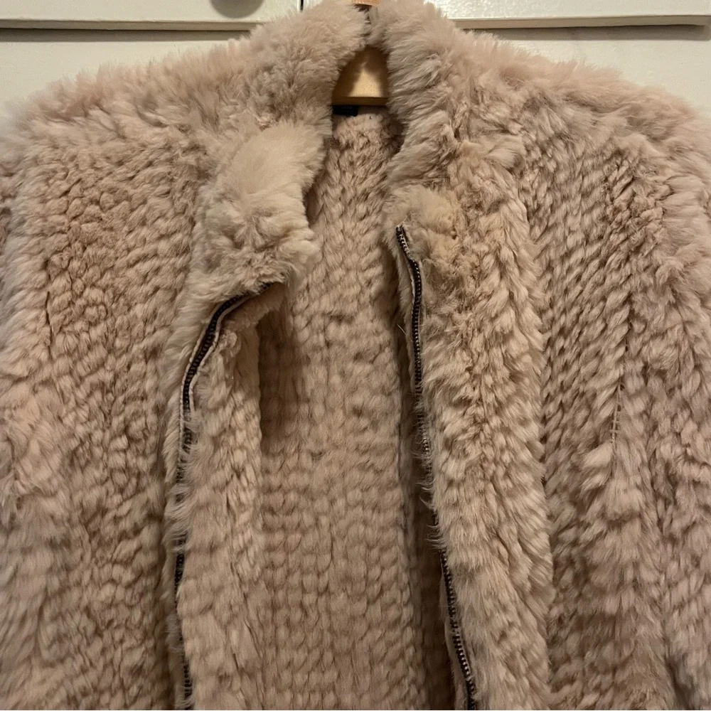 Love Token Blush Pink Rabbit Fur Jacket - Picture 4 of 8